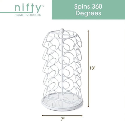 Nifty Solutions Keurig Coffee Pod Holder Carousel 360 Degree Spinning Organizer for K Cups 13 Inch Tall Compact Counter Storage Solution (35 K Cup Holder | White Black)