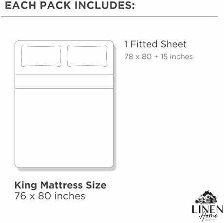 Linen Home King Size Fitted Sheet Only 100% Cotton Percale, Pastel Turk - Image 6