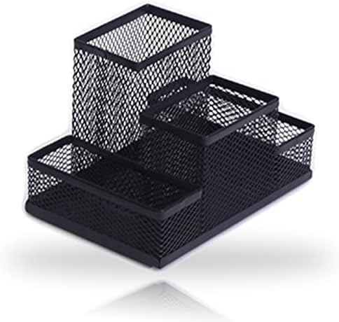 Desk Organizer Desktop Mesh Pen Pencil Holder Caddy with 4 Compartments, Office Home School Classroom Accessories Cool Supplies by koofull