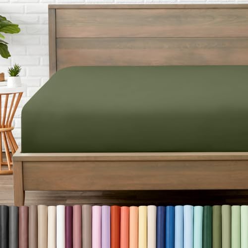 Bare Home Full Fitted Sheet - 1800 Ultra-Soft (Full, Cypress) by BareHome
