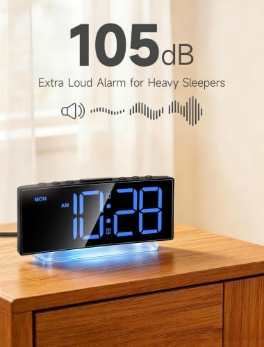 Cadmos Digital Alarm Clock - Extra Loud for Heavy Sleepers Adults Teens Kids, Rainbow Bedside Clock for Bedrooms, Large Display, 7 Color Night Light, Weekday & Weekend, 12/24h (Black+Dynamic) - Image 2