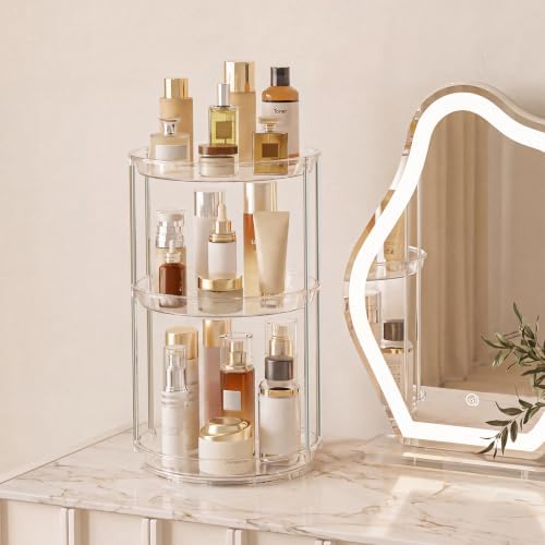 360 Rotating Makeup Organizer, Skincare Perfume Holder, 3 Tier 9inch, Clear - Image 5