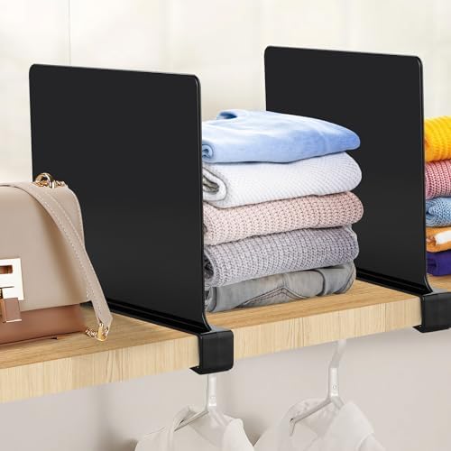 Matte Black Acrylic Shelf Dividers for Closets Organizer & Storage,2 Pack - Image 7