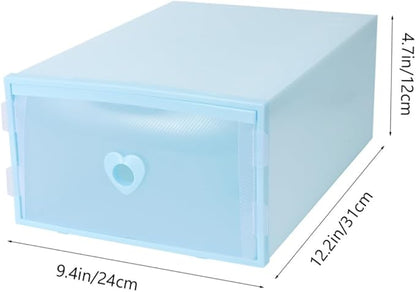 3Pcs Thickened Transparent PP Plastic Shoe Boxes with Drawer Design Dustproof and Moisture-resistant Loafers Storage Containers Light Blue Organizer for Closet and Cabinet
