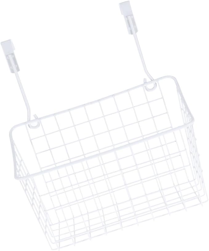 INOOMP White Hanging Storage Rack Over Door Basket Organizer for Kitchen Bathroom Office Cabinet Rust Coated Hanging Basket Shelf Easy Install Needed
