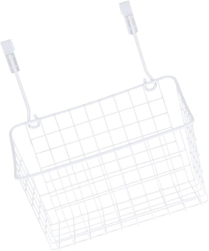 INOOMP White Hanging Storage Rack Over Door Basket Organizer for Kitchen Bathroom Office Cabinet Rust Coated Hanging Basket Shelf Easy Install Needed