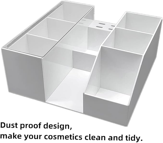 Acrylic Large Capacity Makeup Organizer, Grafting Beauty Extension Supplies Lash Storage Display, Eyelash Storage Case Brush Tweezers Cosmetic Holder (White)