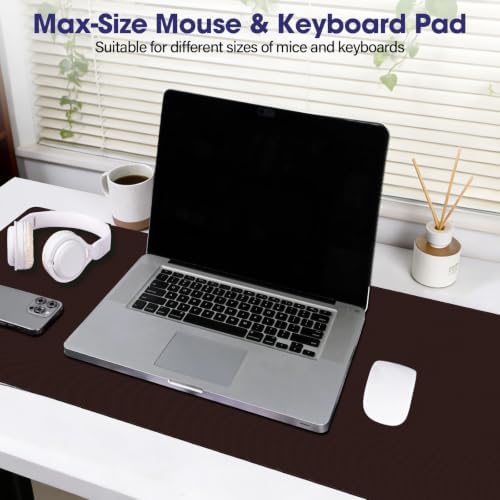 31.5" x 15.7" Waterproof Fabric Mouse Mat, Rubber Anti-Slip Base, Brown - Image 6