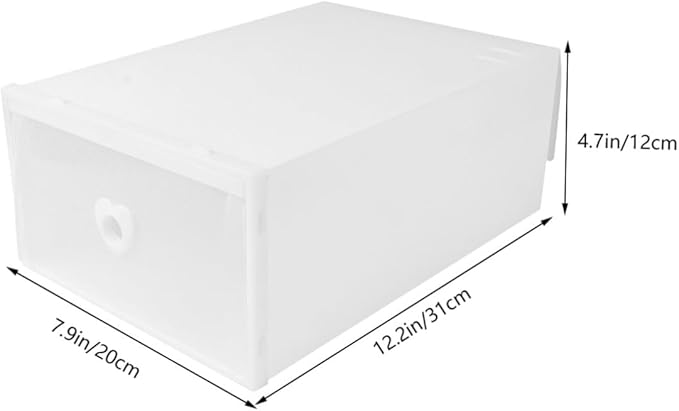 CHILDWEET 3pcs Thickened Pp Plastic Shoe Storage Boxes with Drawers, Dustproof and Moisture-resistant Organizer for High-heeled Shoes and Sneakers, 31×20×12cm, White, Stackable Closet