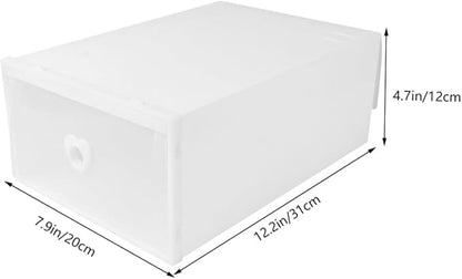CHILDWEET 3pcs Thickened Pp Plastic Shoe Storage Boxes with Drawers, Dustproof and Moisture-resistant Organizer for High-heeled Shoes and Sneakers, 31×20×12cm, White, Stackable Closet