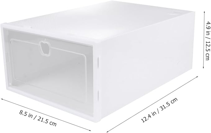 6pcs Thickened Transparent Shoe Organizer Boxes Stackable Drawer Type Shoe Holder for Sneakers and Boots PP Material Protective Storage for Closet White Frame Color