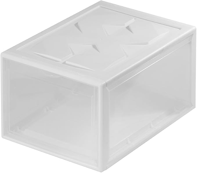 BESPORTBLE Plastic Basketball Shoe Box Storage Container 36X26X20Cm White Shoes Organizer for Home Closet Storage