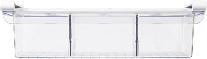 Glad Pull Out Fridge Drawer Organizer - Clip-On Under Shelf Refrigerator & Pantry Storage Bin with 3 Compartments for Fruit, Vegetables, and Deli Meat Drawer - BPA Free Clear Plastic