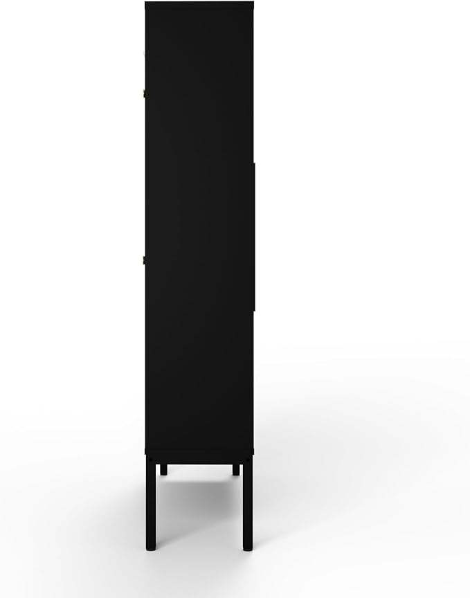 XIAO WEI Shoe Cabinet, Shoe Storage Organizer Cabinet with 2 Flip Wavy Line Drawers, Freestanding Shoe Rack with Adjustable Shelf for Entryway（Black）