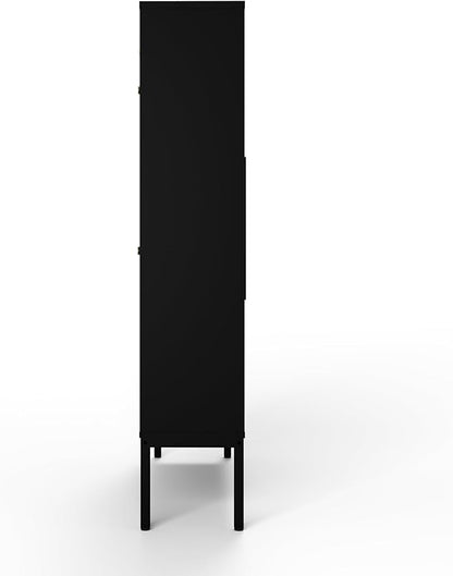XIAO WEI Shoe Cabinet, Shoe Storage Organizer Cabinet with 2 Flip Wavy Line Drawers, Freestanding Shoe Rack with Adjustable Shelf for Entryway（Black）