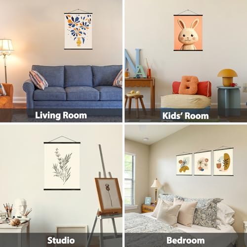 Magnetic Poster Hanger Frame for 11x17 11x15 11x11 Movie Music Posters Wall Art,Black Wood Picture Frames for Canvas Diamond Map Decor, Living Room Calendar Banner Tapestry Photo Hanging Stand - Image 5