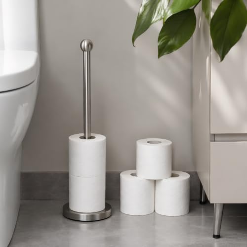 Toilet Paper Holder Stand for 4 or 5 Rolls - Brushed Nickel - Image 2