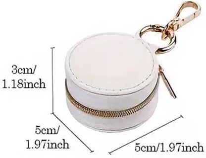 Ximimark 1pcs Chic Mini Hanging Jewelry Box - 1.97" Faux Leather, Waterproof Organizer for Rings, Earrings, Necklaces & Accessories with Decorative Zipper