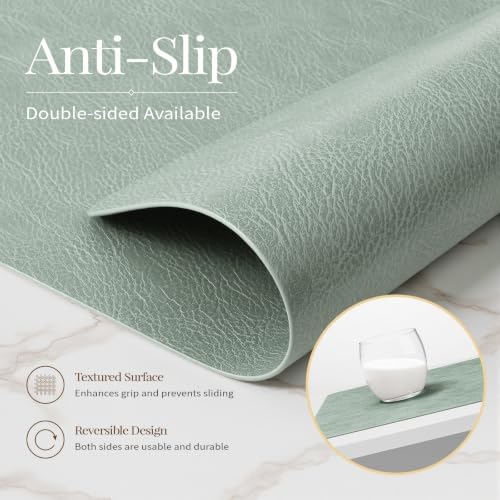 Homaxy Vinyl Heat Resistant Placemats Set of 8, Green - Image 4