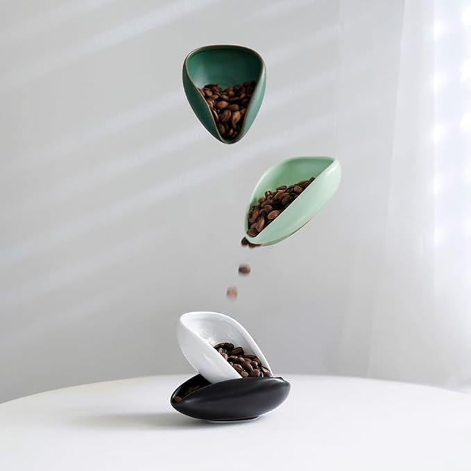 watchget Ceramic Coffee Dosing Cup & Tea Storage Tray, Single Dose Measuring Container for Coffee Beans & Loose Leaf Tea Dosing Vessel, Black