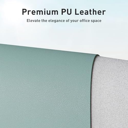 Aothia Leather Desk Pad Protector, Mouse Pad,Office Desk Mat, Non-Slip PU Leather Desk Blotter, Laptop Desk Pad, Waterproof Desk Writing Pad for Office and Home (36" x 17", Light Blue) - Image 2