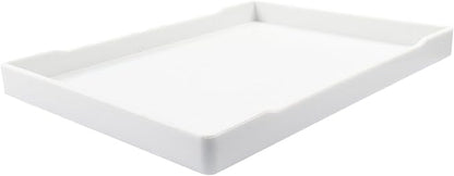 Jiozermi 8.54" Countertop and Bathroom Vanity Tray, Plastic Vanity Sink Tray Rectangle Soap Tray Kitchen Sink Plate Bathroom Plate for Lotion Bottles Perfume Jewelry Candle Key Ring(White)