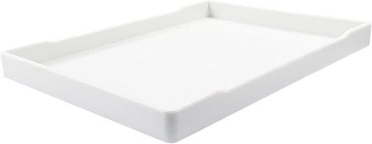Jiozermi 8.54" Countertop and Bathroom Vanity Tray, Plastic Vanity Sink Tray Rectangle Soap Tray Kitchen Sink Plate Bathroom Plate for Lotion Bottles Perfume Jewelry Candle Key Ring(White)