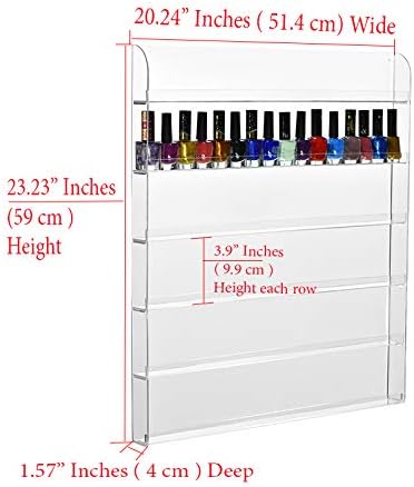 AMT Acrylic Nail Polish Racks for the Wall, Clear Nail Polish Display, Essential Oils Organizer. Holds up to 96 Bottles. Plus a Microfiber Cloth for Cleaning Purposes