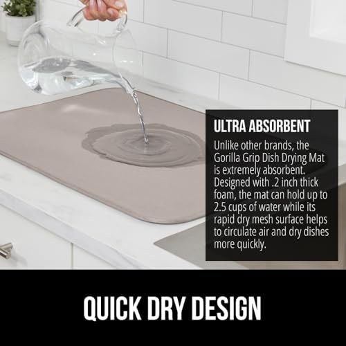 GORILLA GRIP Ultra Absorbent Microfiber Dish Drying Mat, 18x24, Almond - Image 3