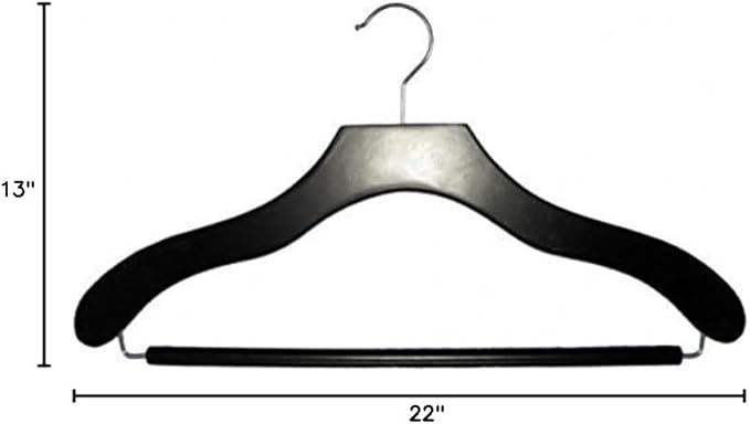 NAHANCO Contemporary Collection: Wooden Suit Hanger with Bar, 17" Black (Pack of 100)