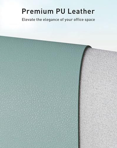 Aothia Faux Leather Desk Mat - Large Mouse Pad, Non-Slip PU Leather Blotter, Waterproof Writing Surface for Office and Home (Light Blue, 42" x 17") - Image 2