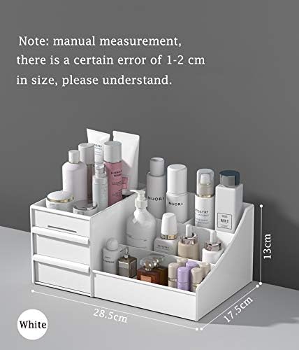 Large Makeup Capacity Cosmetic Storage Box Skin Care Organizer Jewelry,Makeup, Brushes, Lipsticks, Nail Polish Container,Desktop Dresser Sundries Storage Box (White)