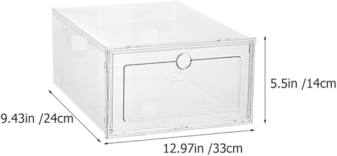 4pcs Stackable Shoe Storage Boxes with Thickened Foldable Drawers, 33X24X14Cm Organizer for Cabinets and Closet Sneaker Storage
