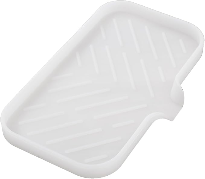 MicoYang Silicone Bathroom Soap Dishes with Drain Spout-Bathroom and Kitchen Sink Organizer,Sponge Holder,Dish Soap Tray,Perfect for Dispenser,Scrubber,Bottle,Cup on Counter Translucent 9.6"×5.3"