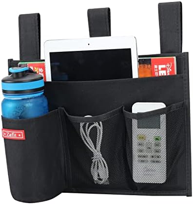 Zafit Hanging Bedside Caddy, Bedside Storage Organizer for Magazine, Phone, Remote control (4 Pockets-Black) by ZAFIT