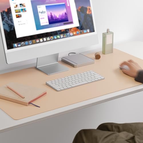 Nekmit Leather Desk Blotter Pad 36 x 20 Inches, Flat, Non-Slip, Waterproof, Apricot, Ideal for Office and Home and More - Image 2