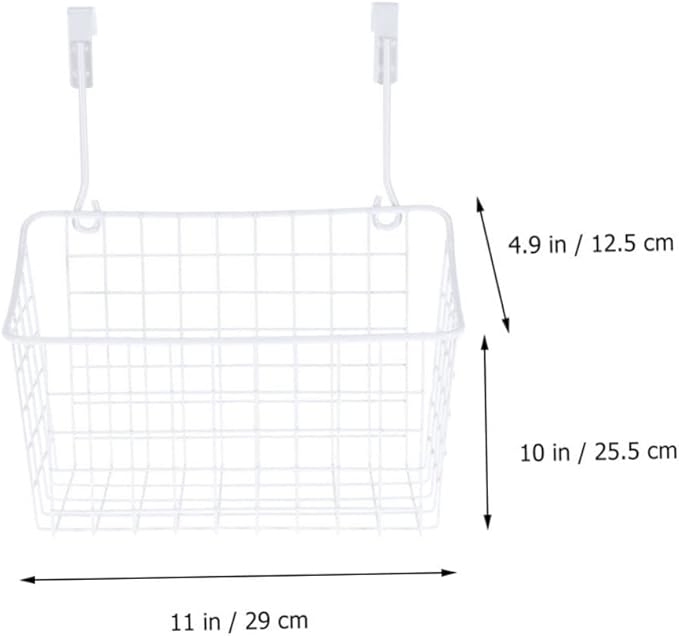MAGICLULU White Over Door Cabinet Storage Basket Organizer Rust Resistant Hanging Rack with Ventilated Hollow Design Easy Install for Kitchen Bathroom Office Storage