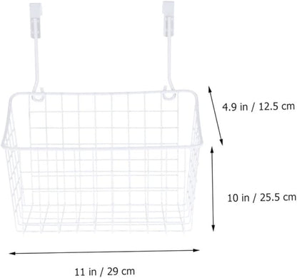 MAGICLULU White Over Door Cabinet Storage Basket Organizer Rust Resistant Hanging Rack with Ventilated Hollow Design Easy Install for Kitchen Bathroom Office Storage