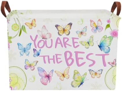 NTAOHAMPER Rectangular Storage Basket Empty,Storage Bin with Handles,Room Decor,Gift Basket,Book Box(Blessing Butterfly) - Image 7