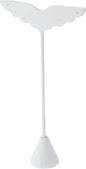 Plymor White Faux Leather Wing Shaped, Three Pair Earring Display Stand, 3" W x 1.25" D x 6.75" H