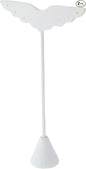 Plymor White Faux Leather Wing Shaped, Three Pair Earring Display Stand, 3" W x 1.25" D x 6.75" H (Pack of 2)