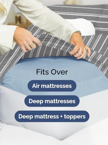 CGK Extra Deep Twin Single Fitted Sheet Only - Grey Stripes - Image 6