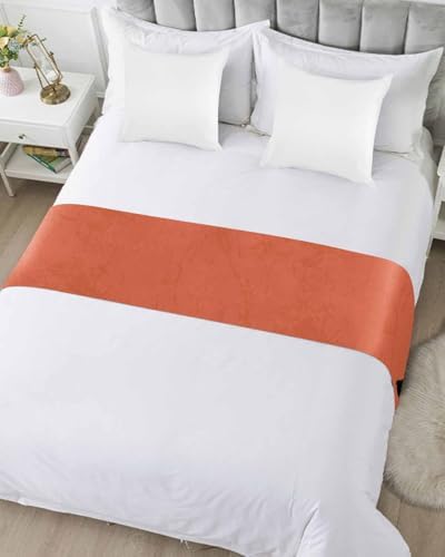 Halloween Black Ghost Scary Face Bed Runners for Bedroom Hotel,Decorative Bedding Scarf Horror Element on Orange Bed End Blanket Bedding Runner Scarves for King Size Bed,102x20in - Image 3