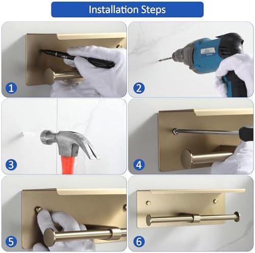 BGL Toilet Paper Holder with Shelf Matte Brushed Gold Double Head Toilet Tissue Roll Holder 304 Stainless Steel Wall Mount for Bathroom - Image 4