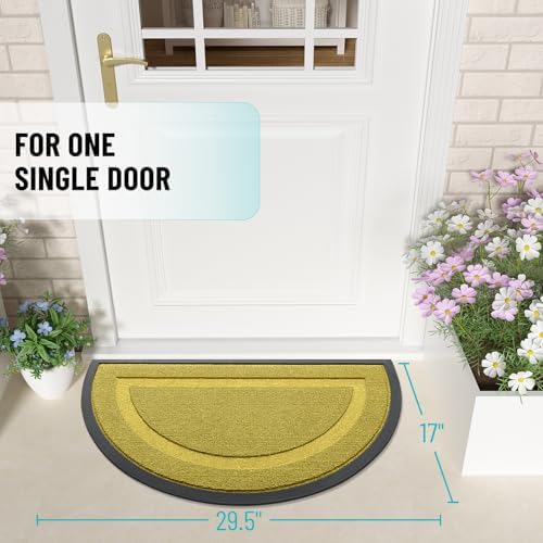 OLANLY Half Circle Front Door Mat Outside 29.5x17 All-Season Rubber Doormat - Image 2