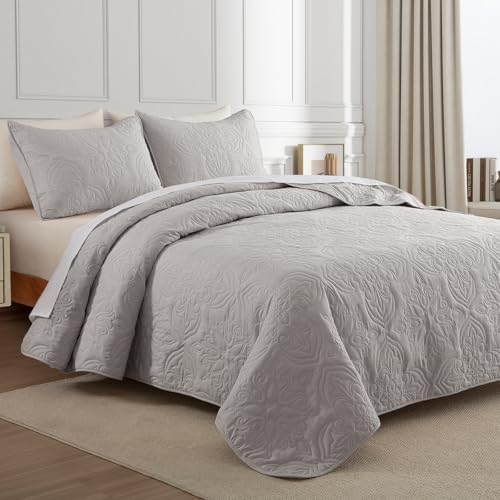 Whale Flotilla Twin Quilt Bedding Set Vintage Damask Reversible Bedspread - Image 2