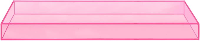 ROYALITA Acrylic Tray Bathroom Tray for Countertop, Guest Towel Holder Tray for Napkin Perfume Jewelry Makeup, Vanity Trays for Soap Dispenser, Aromatherapy, Cup & Candle, Pink