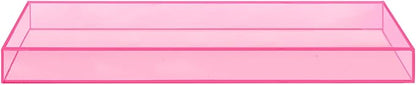 ROYALITA Acrylic Tray Bathroom Tray for Countertop, Guest Towel Holder Tray for Napkin Perfume Jewelry Makeup, Vanity Trays for Soap Dispenser, Aromatherapy, Cup & Candle, Pink