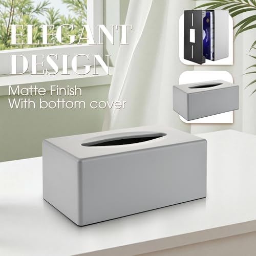 Y-in Hand Tissue Box Cover, Rectangular Facial Tissue Holder with Bottom, Decorative Storage Box for Bathroom Vanity, Toilet Tank, Car, Dressers, Night Stand, Rv, Parlors and Offices - Grey - Image 3