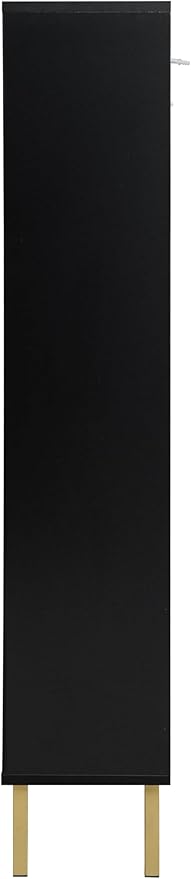 ZeHuoGe Rattan Shoe Cabinet with 3 Flip Drawers, Narrow Hidden Shoe Rack Storage Cabinet for Heels, Slippers, Entrance Hallway Entryway (Black)